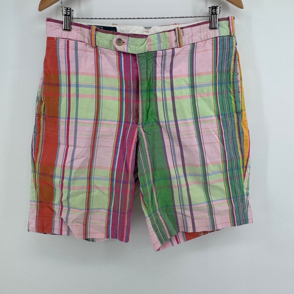 Polo Ralph Lauren Cotton Plaid Shorts Mens 33 Preppy Coastal Golf